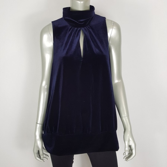 Midnight Velvet Tops - Midnight Velvet Blue Keyhole Stretch Top Size 2X